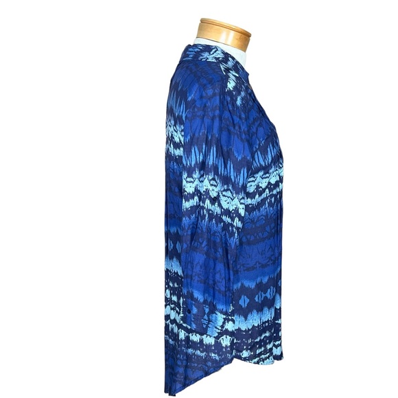 Vintage America Women’s Button Up Blue Tunic With Ink Blot Pattern Small… - Picture 8 of 15